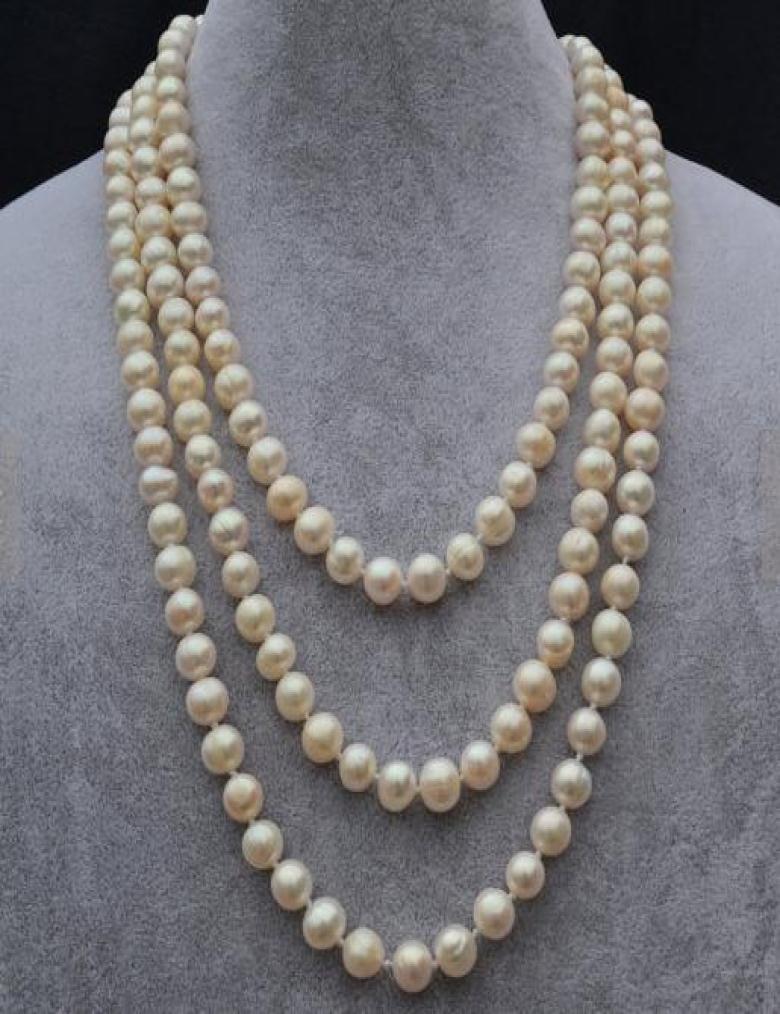 

New Arriver White Pearl Jewellery72 inches 78mm Genuine Freshwater Pearl Necklace8891814