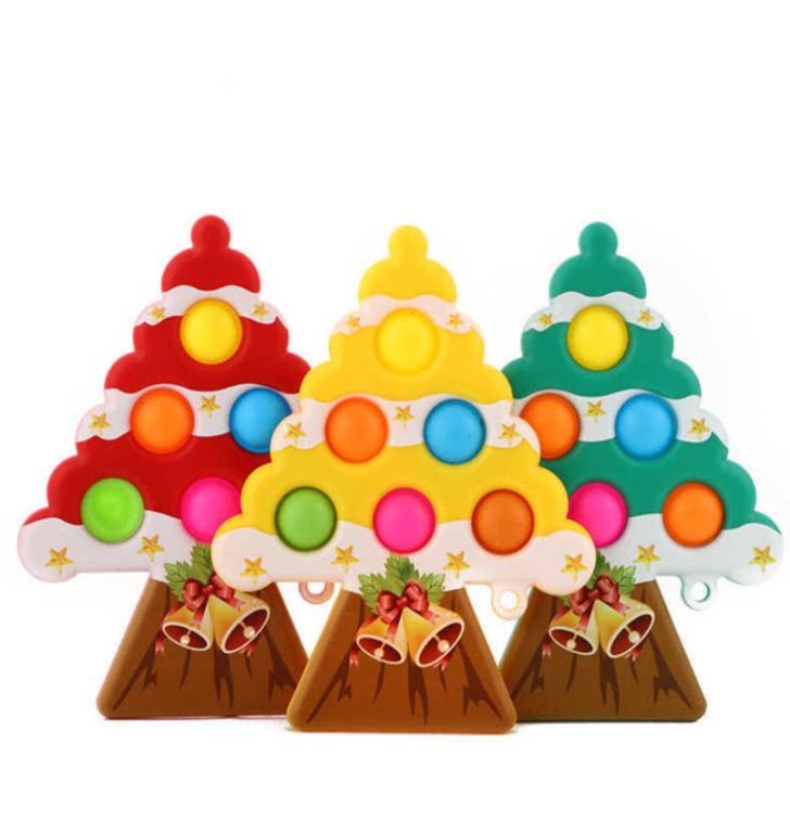 

Tiktok Christmas Tree Shape Key Ring Sensory Fidget Pop Bubble Popper Push Popits Pooits Poppers Stress Relief Ball Keychain Deco6695593