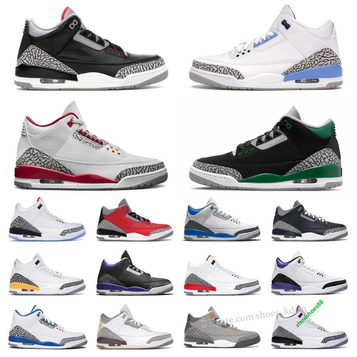 

Basketball retro Shoes Outdoor Mens Sports Sneaker Racer Blue Pine Green Free Throw Line Cardinal Red Black Cement Varsity Royal Georgetown Men Women 3S Unc Jumpman 3, 3017