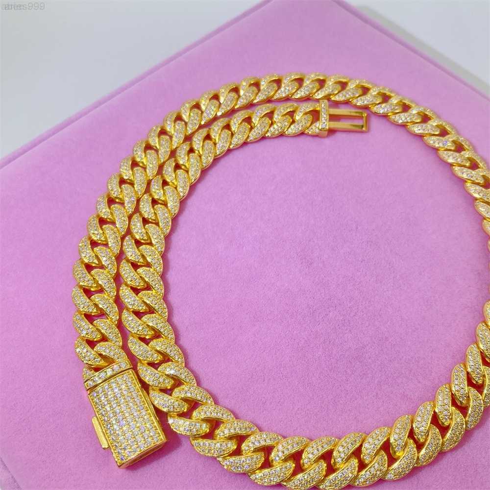 

Gra Certificate Bling Moissanite Diamond 925 Sterling Silver Mens Women Gold Ice 12mm Cuban Link Chain