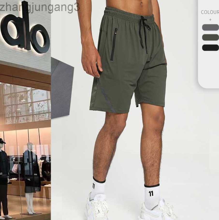 

Desginer Alo Yoga Shorts New fitness and sports quick drying shorts men's summer outdoor casual loose fitting quarter pants, Army green