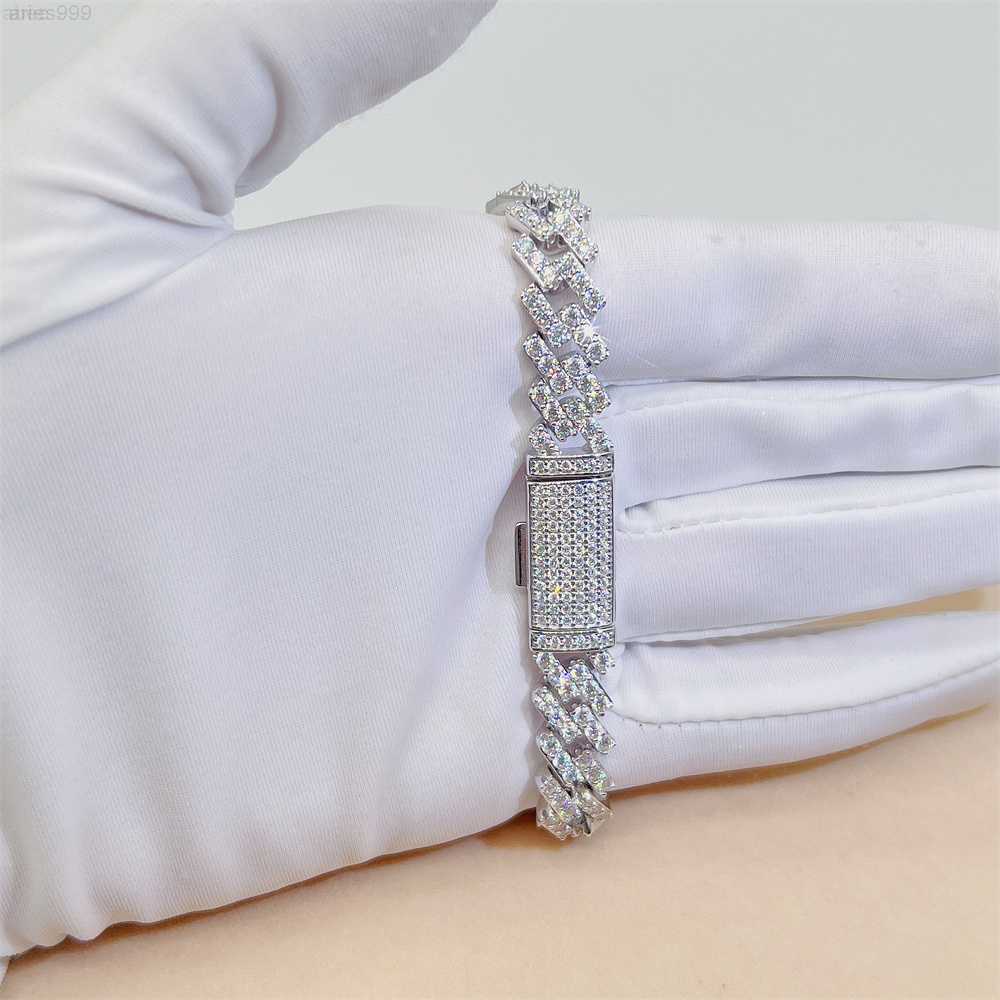 

925 Sterling Silver Diamond Vvs Moissanite Custom Lock Iced Out Cuban Bracelet