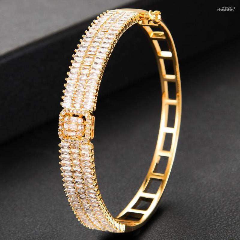 

Bangle Blachette Fashion Original Design Luxury Cuff Full Micro Cubic Zircon For Women Girls Party Daily Jewelry Accessories