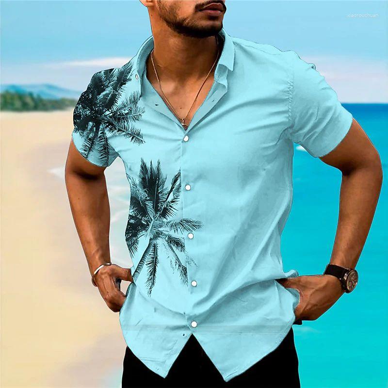 

Men's Casual Shirts Hawaiian For Men Palm Tree Print Simple Shirt Summer Short Sleeve Clothing Street Travel Vacation Oversized, E01-st0038