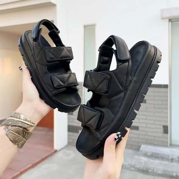 

Designer Women Sandals High Quality Womens Slides Fashion Sandal Crystal Calf leather quilted Casual shoes Summer Beach Slipper flip flops for Size 35-41 With box, 6#