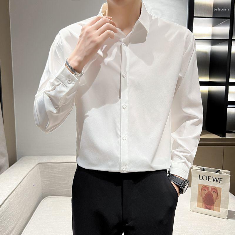 

Men's Casual Shirts Men Long Sleeve Solid Loose Plus Size Harajuku Fashion Streetwear Spring Autumn All-match Outwear Teens Chic R57, White
