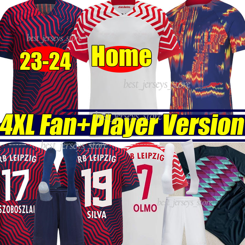 

4XL 22/23/24 RBL Leipziges Soccer Jerseys fans player version SILVA SZOBOSZLAI POULSEN ANGELINO NKUNKU ADAMS OLMO KLUIVERT HAIDARA men kids Kits sock football shirt, 23-24 home kit