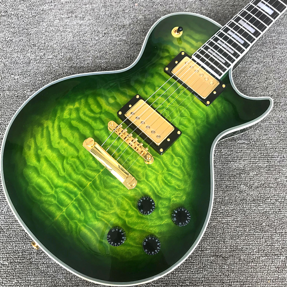 

Custom Shop, Caston Green Big Flower Electric Guitar, Ebony Fingerboard, Gold Hardware, Free Shipping
