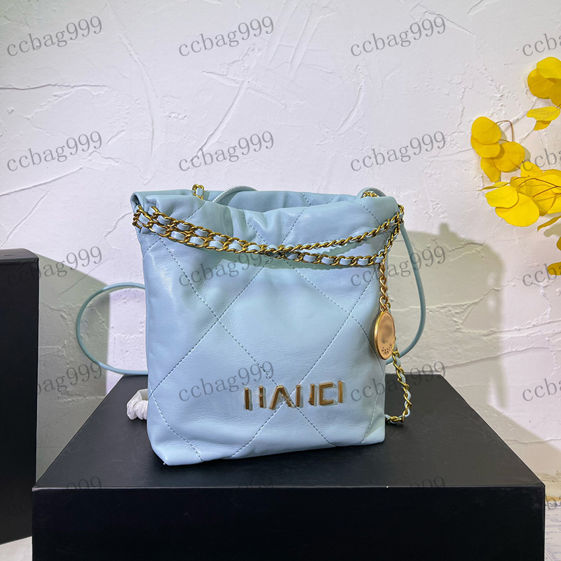 

Womens Shoulder Bag Mini 22 Garbage Bag Leather Diamond Hardware Metal Buckle Coin Charm Matelasse Chain Crossbody Bags Makeup Case Wallet Card Holder 18x20cm, Fuchsia