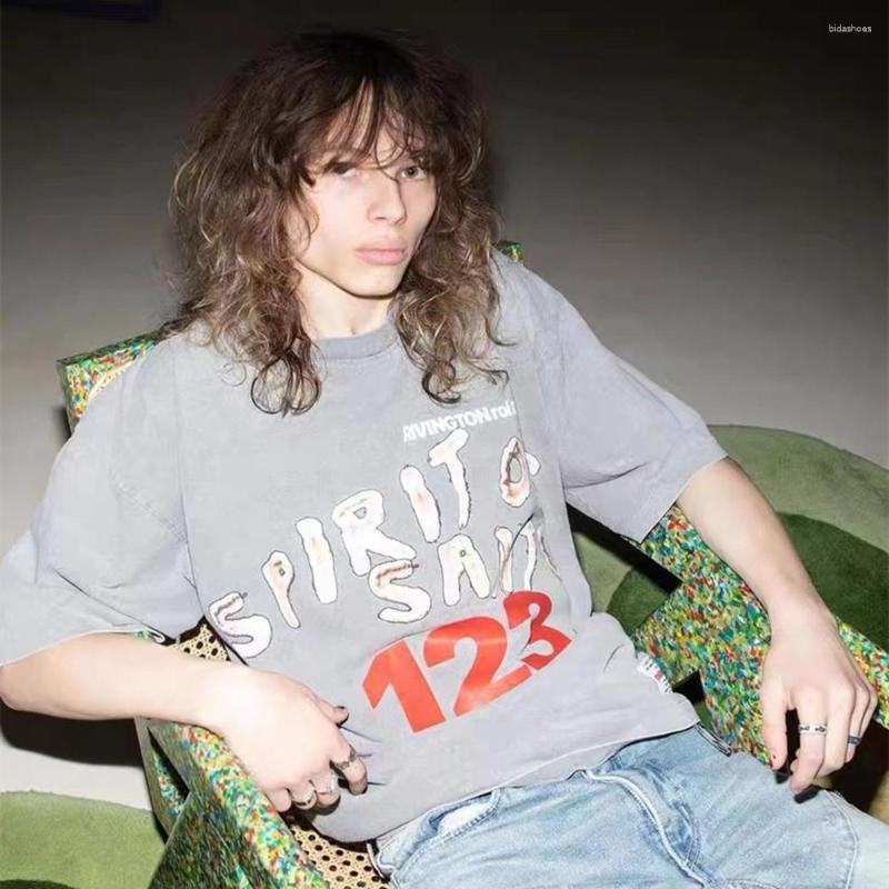 

Men' T Shirts Frog Drift Streetwear RRR123 Grey 123Number LOGO Loose Oversized Tee Tops Shirt For Men, Gray