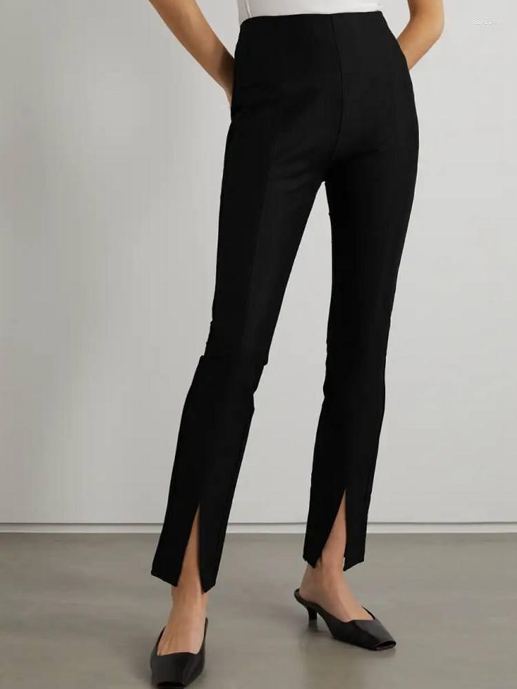 

Women's Pants 2023 Spring And Summer Black Stretch Linen Tight Slit Women