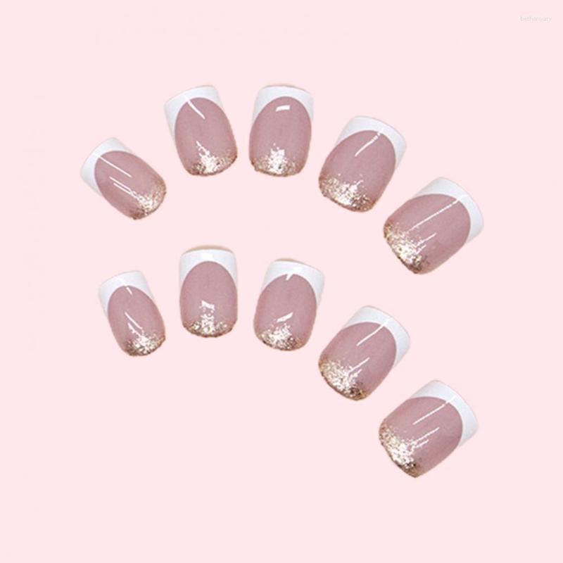 

False Nails 24Pcs Press On Fashion Glossy Dual-colors Women Girls Artificial Salon Home Use Faux Fake, Sets