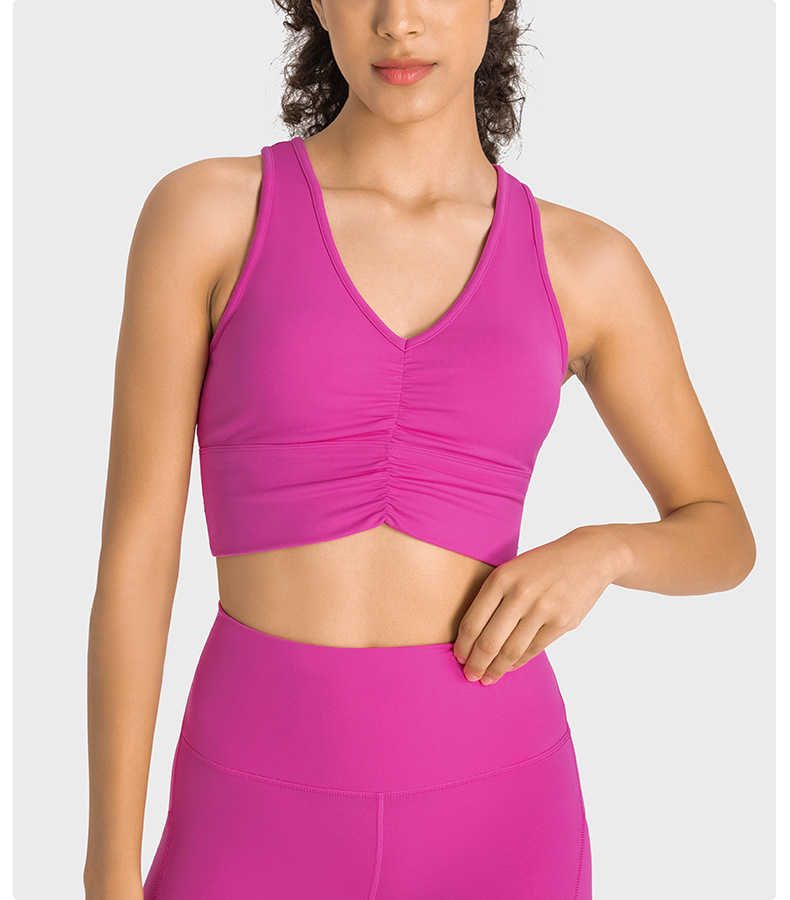 

L-018 Yoga Yoga Gym Womens Clothing Fitness Sport Top Women Underwear Artistic Fold Sports Bra Breathable High Elasticity Crop Tank Top Summer, Black