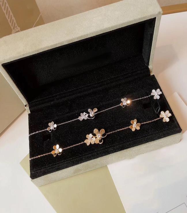 

Brand Pure 925 Sterling For Women Silver Chain Clover Praty Wedding Jewelry Gold Color Flower Bracelet 02155955764