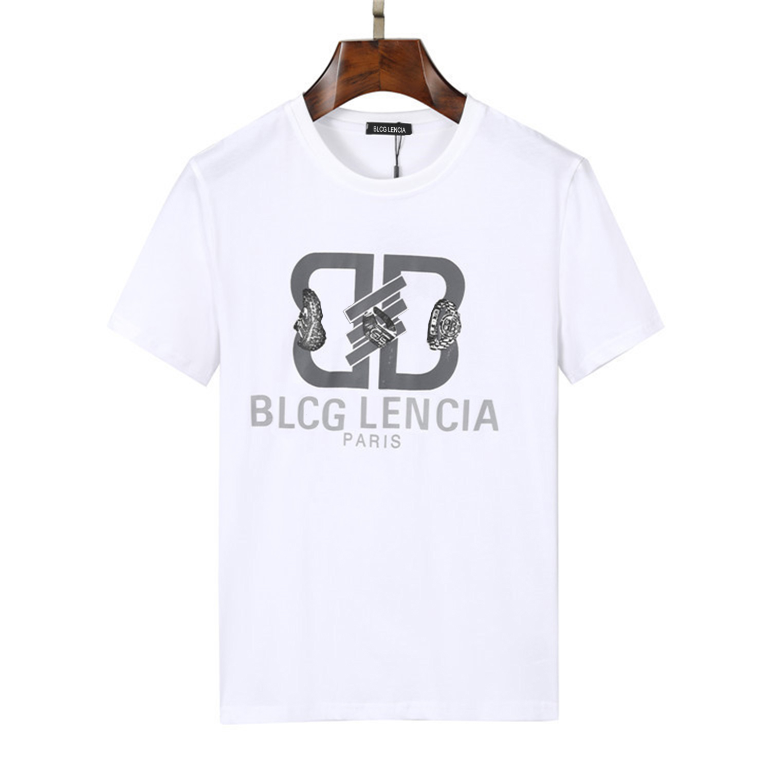 

BLCG LENCIA 2023 Summer New 100% Cotton Fabric T-shirt Men High Quality Print Color Mens Designer T shirt Paris fashion Tshirts Tops 22429, White
