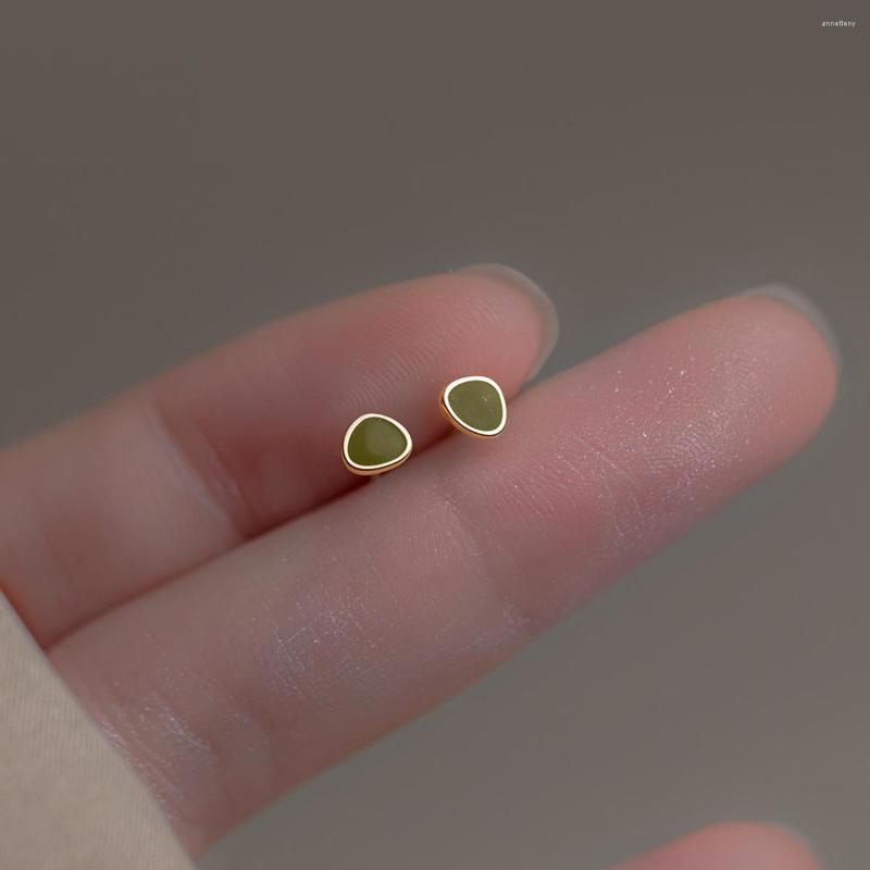 

Stud Earrings LAVIFAM 925 Sterling Silver Enamel Green Small Geometric For Girl Kids Simple Ear Bone Jewelry
