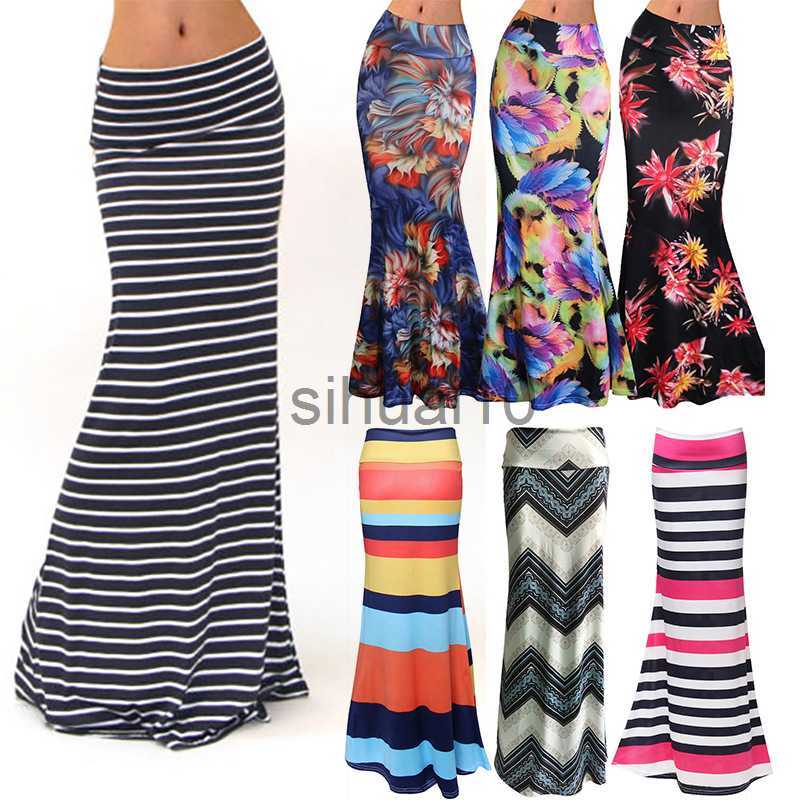 

Skirts -3XL Spring Elastic High-waist Long Pencil Skirt For Women 2020 Printed Pencil Maxi Skirt Faldas Largas Mujer Para Fiesta J230621, 19