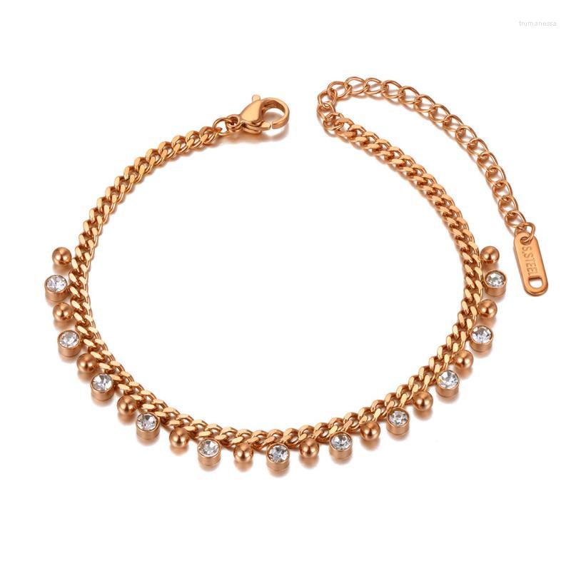 

Link Bracelets Chain Sparkling CZ Crystal & Ball Charm Bangles For Women Stainless Steel Bohemia Beach Bracelet B20239Link Raym22