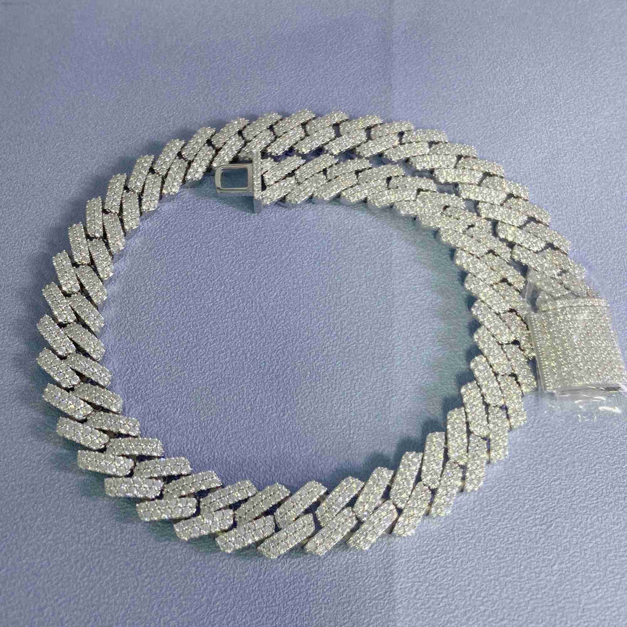 

Handmade Miami Cuban Chain Necklace 925 Sterling Silver Necklace Gold Plated Moissanite Cuban Link Chain