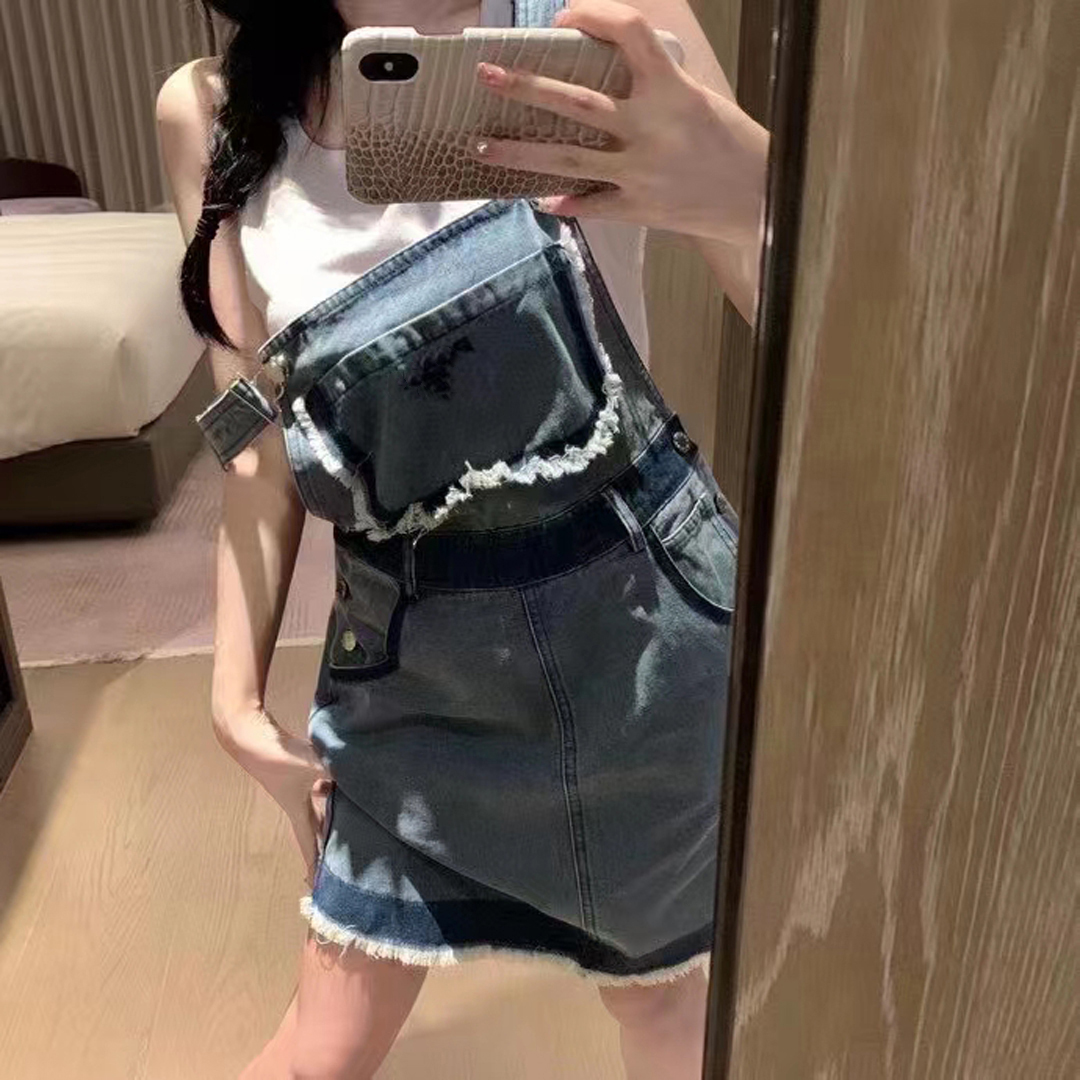 

Designer dress Womens jean dresses Summer luxury represent women clothes Fashion versatile loose breathability clothing Outdoor street casual denim sling skirts