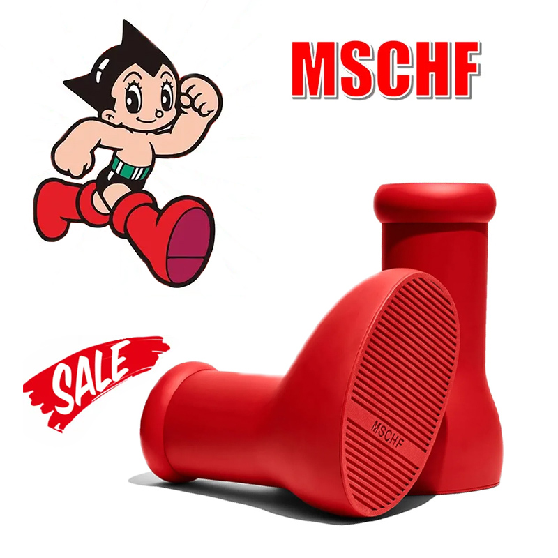

2023 MSCHF Men Women Rain Boots Designers big red boot Thick Bottom Non-Slip Booties Rubber Platform Bootie Fashion astro boy size 35-46