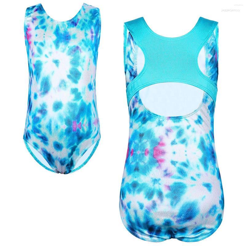 

Stage Wear BAOHULU Tie-Dye Print Gymnastics Leotard For Girls Sleeveless Ballet Dancewear Ballerina Practice Outfit Performance Bodysuit, B306 hotpink tiedye