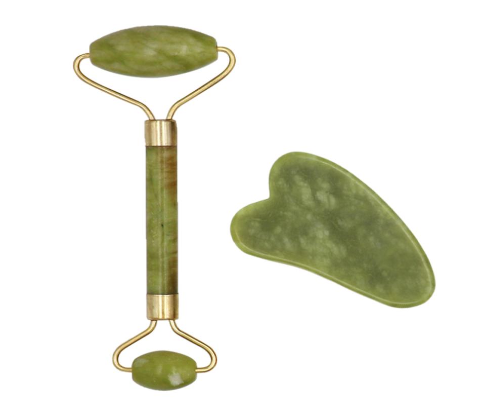

2Pcs Natural Jade Roller And Guasha Massage Set Skin Scraper Facial Stone Firming Face AntiAging Puffy Eyes Massager Neck Anti Wr8180447