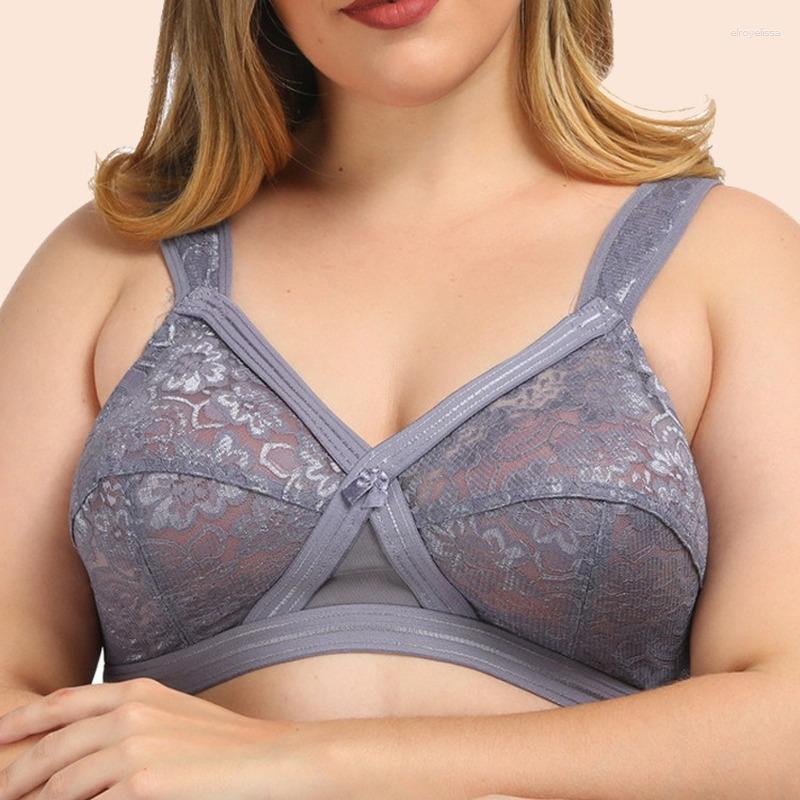 

Bras Women's Comfort Bra Behind Buckle Seamless Vest Lace Beauty Back Large Size Underwear Sports Breathable 85E 90E 95E 100E, Blue