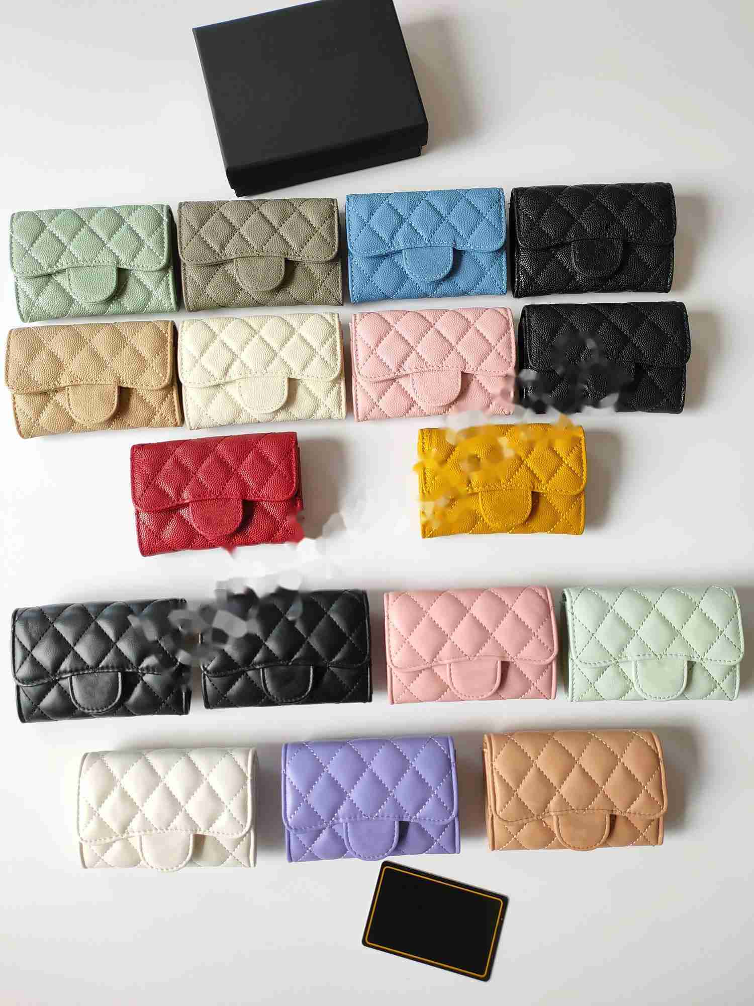 

Luxury brand cc wallet Classic brand designer purse cardholder classic design caviar sheepskin, 12 caviar wine red gold