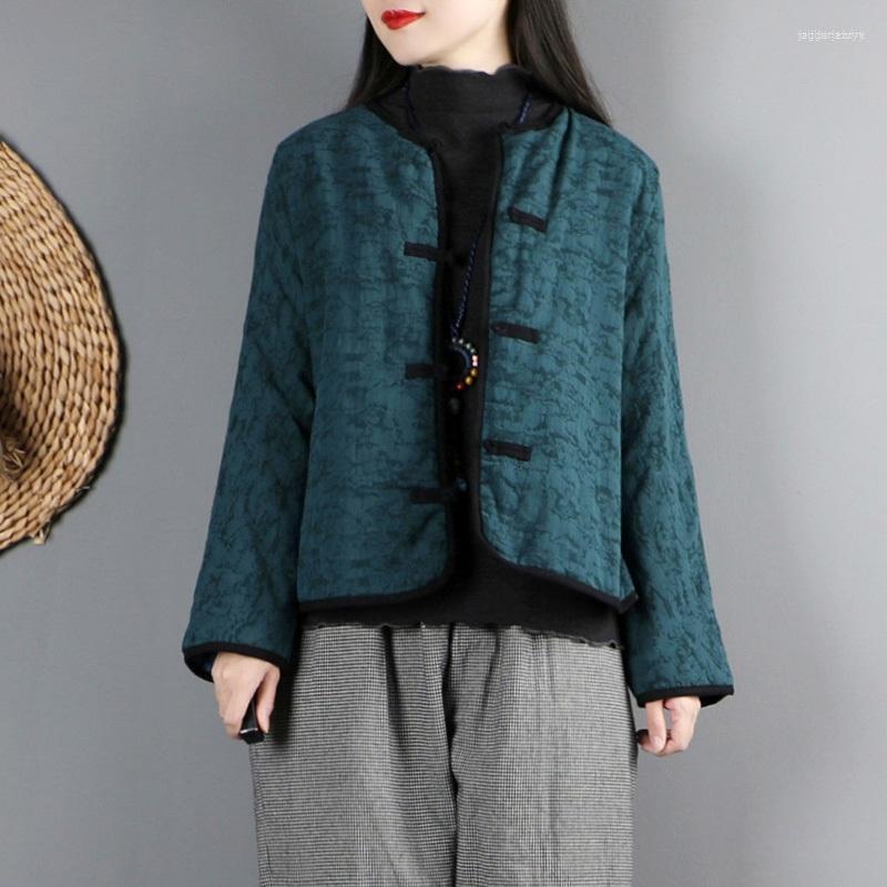 

Ethnic Clothing 2023 Fashion Chinese Style Women Vintage Winter Jackets Casual Quilted Coats Loose Tang Suit Ladies Tops 31567