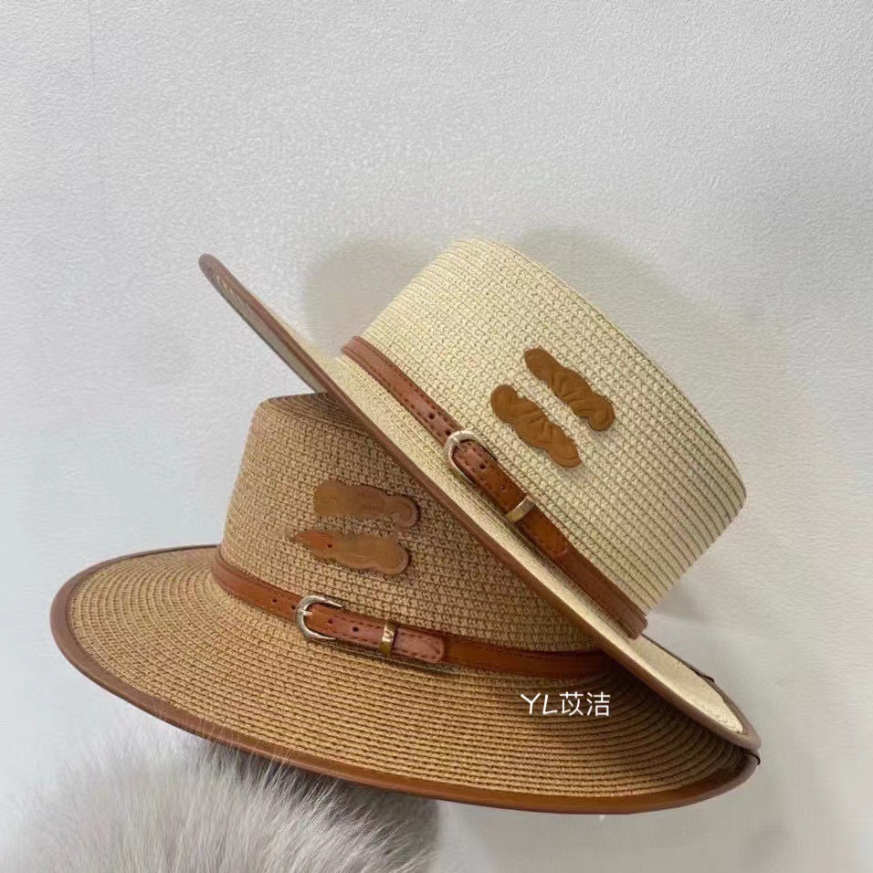 

Spring and Summer Sun-Proof Sun Protection Girl's Cap Fashion All-Match British Flat Straw Hat Belt Straw Tourist Hats