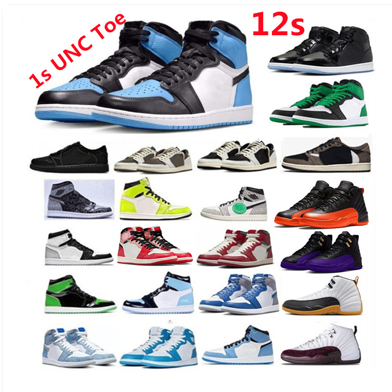 

1 High OG UNC Stealth Reverse Mocha basketball shoes 12s Brilliant Orange Flight Dof Field Purple Rebellionaire Black Cement 1 Mid Olive Toe Triple White Men Sneaker, 33