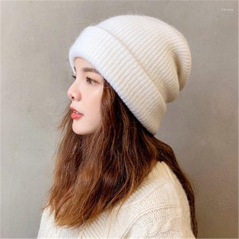 

Berets 2023 Winter Hat Solid Color Soft Beanies And Women's Hooded Warm Wool Fur Caps Cashmere Knitted Hats, White