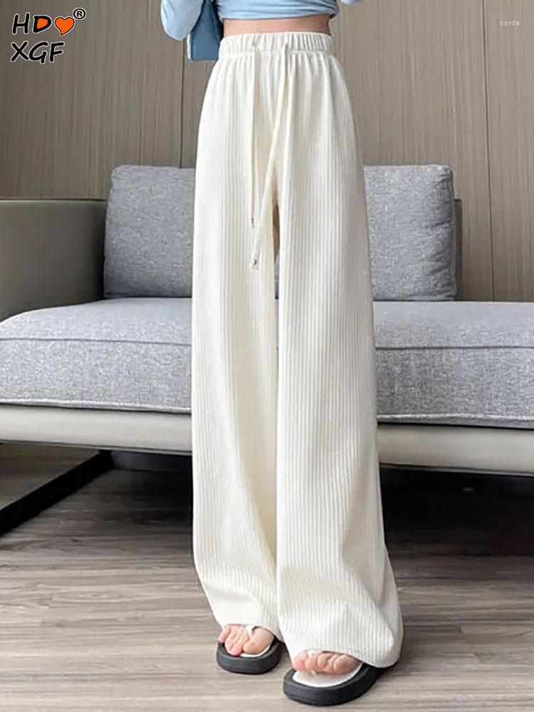 

Women' Pants Simple Drawstring High Waist Straight For Women Fashion Ice Silk Solid Color Wide Leg Summer Casual Streetwear, Khaki