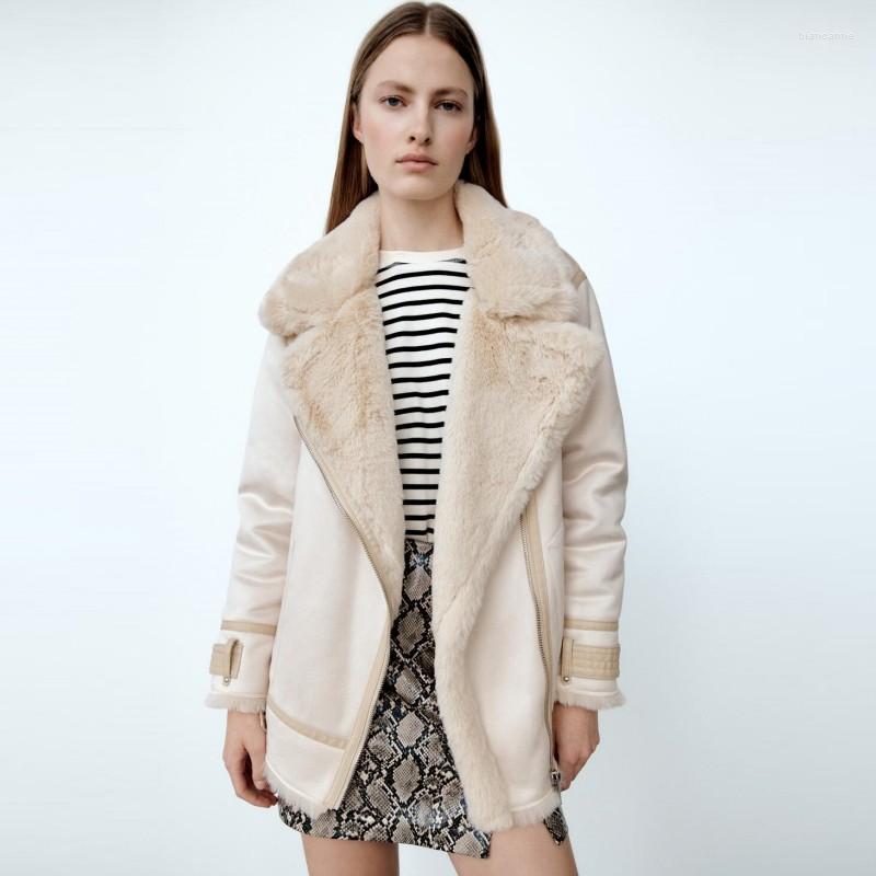 

Women's Jackets Autumn Winter Women Coat With Wool Liner High Quality Clothes Elegant Fashion Design Outwear Zipper Fur Collar Jacket, Beige