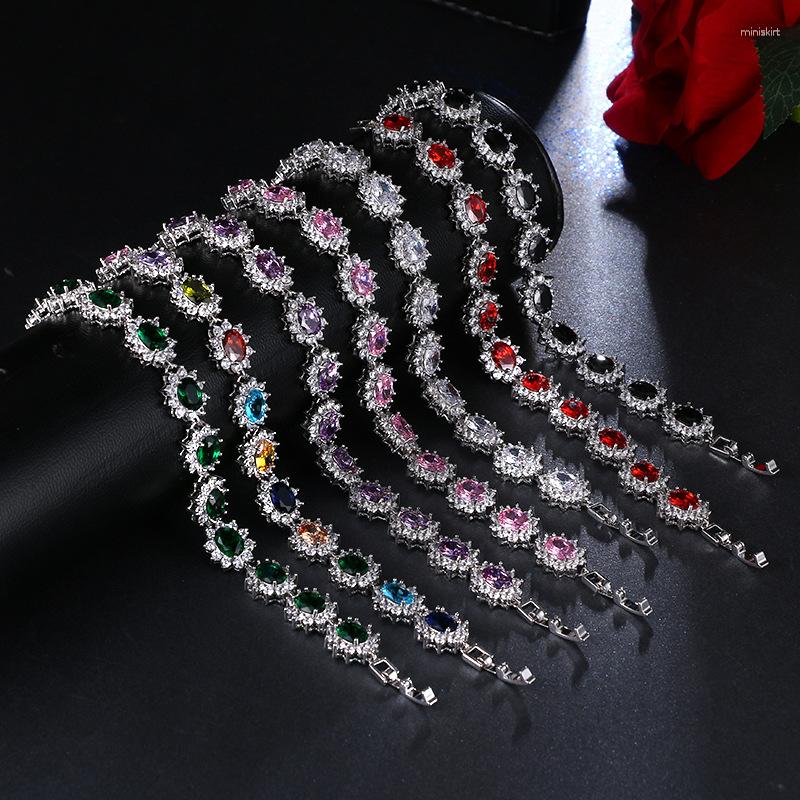 

Bangle Ladies Colorful Lotus 3A Zircon Shimmering High-End Bracelets Are Elegant And Exquisite Wedding Matchmaking Dinner Gifts