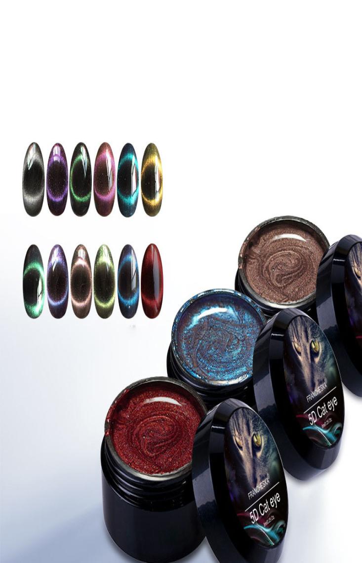 

5D Cat Eye Nail Polish UV Gel JapaneseStyle Magic 12 Colors Magnet DIY Transformation UV Nails Art6803497, Multi