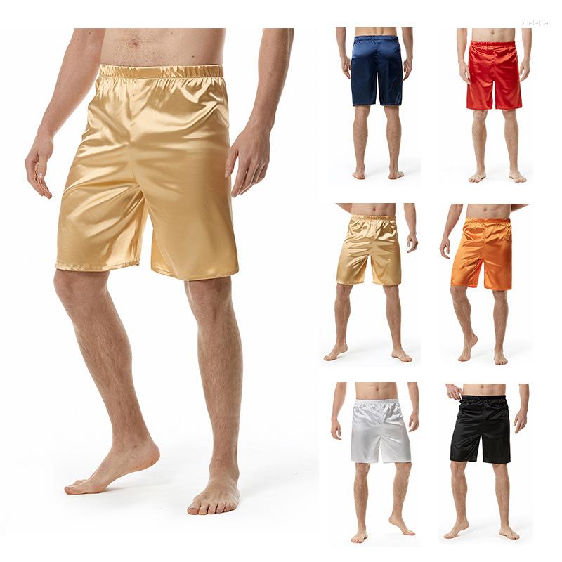 

Men's Sleepwear Gold Silk Satin Sleep Pajama Short Pants Men Casual Smooth Comfortable Relaxed House PJs Bottoms Mens Lounge Underwear, Navy blue