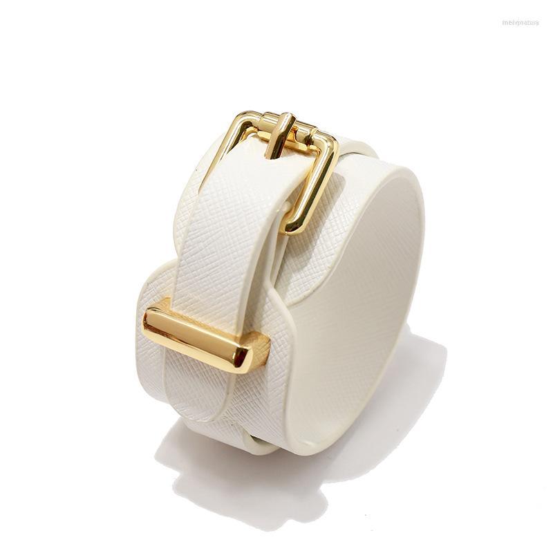 

Bangle Top Quality Stainless Steel Buckle Style 11 Colors Wide PU Leather Belt Bracelets For Women Fashion Jewelry