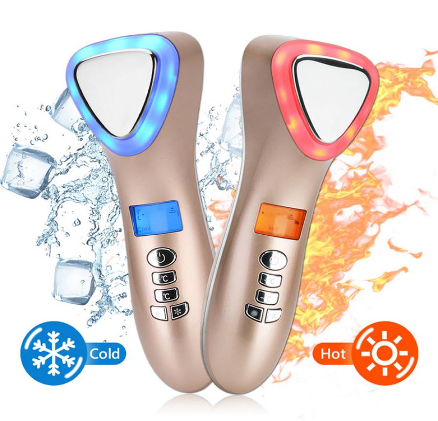 

LED Cold Hammer Ultrasonic Cryotherapy Pon Vibration Massager Facial Lifting Shrink Ultrasound Pore Skin Care for Salon4327970