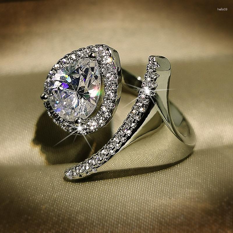 

Cluster Rings 14K White Gold 2 S Diamond Ring For Women Fine Anillos De Bizuteria Bijoux Femme With Cushion Zirconia Gemstone
