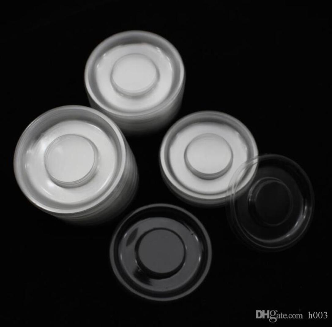 

100pcs whole circle round clear lash trays plastic transparent blank holder tray for eyelash packaging box Case container8645011