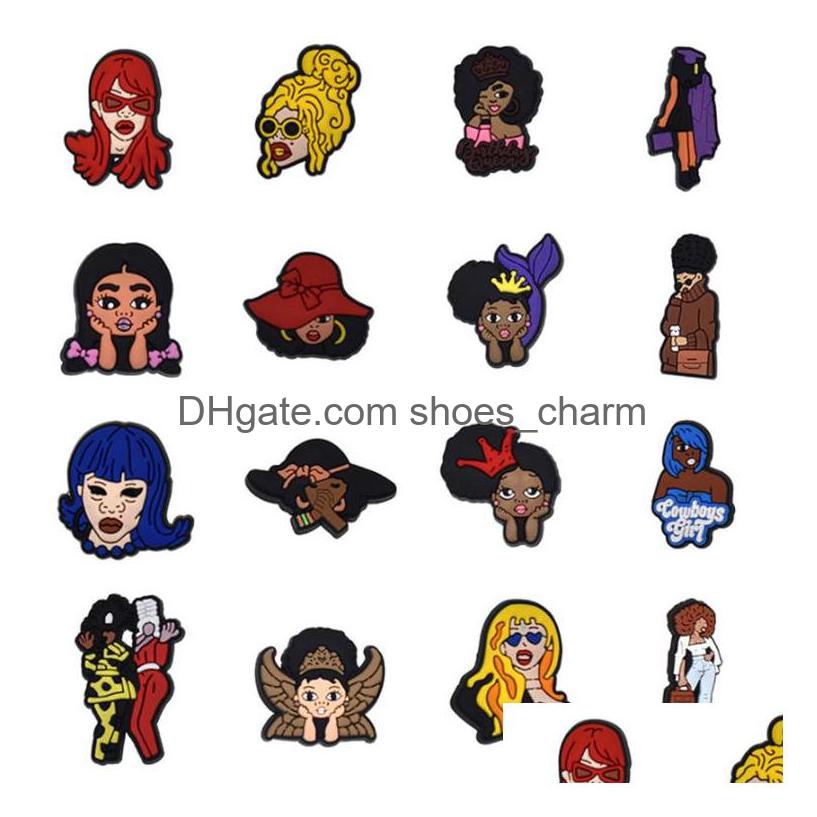 

Charms Black Cute Cartoon Pvc Shoe Shoes Buckles Action Figure Fit Bracelets Clog Accessories Wristband Boys Gift Drop Delivery Otwgh
