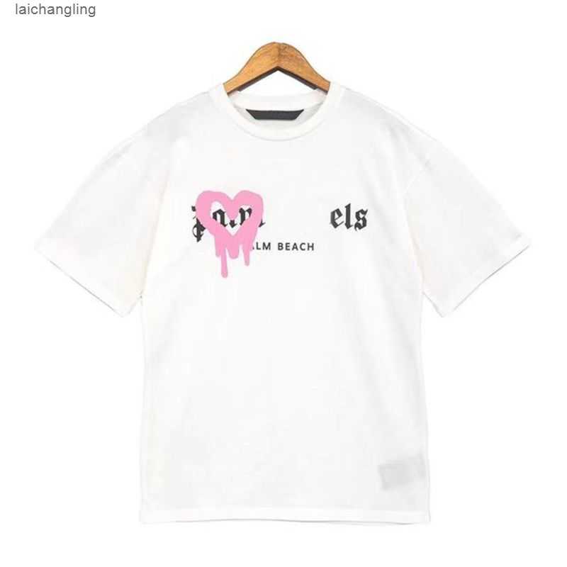

Mens Designer t Shirt Clothes Palms Shirts Women Fashion Spray Paint Graffiti Couple Short Sleeves High Street Loose Tide Brand Crew 0l27