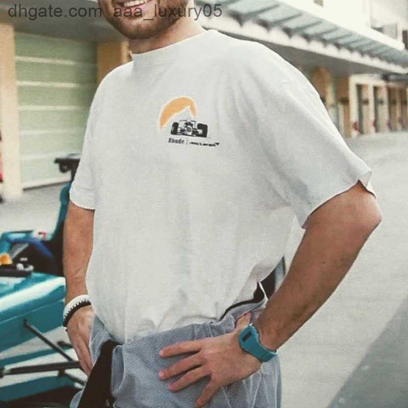 

RHUDE/MCLAREN Co-branded Summer Formula F1 Classic Sunset Couple Loose Short Sleeve T-Shirt, White