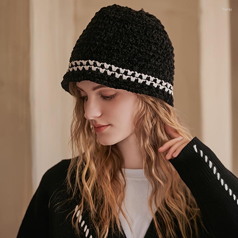 

Beanies Beanie/Skull Caps Elegant Bucket Hat Basin Adorable Outdoor Sport Hats Winter Valentine's Gifts For Her, Black