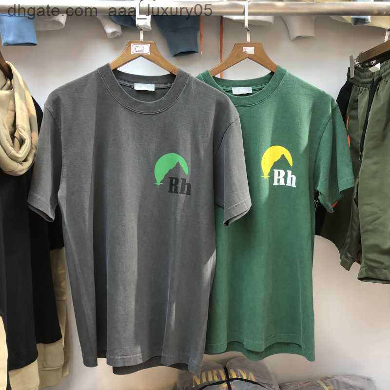 

T-Shirt Men Women Casual High Quality Tshirt Cotton Top Tees Japan RHUDE T-shirts Grey Green