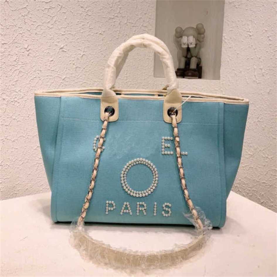 

Women's Luxury Hand Embroidered Pearl Beach Bag Big Ladies Small Backpacks Canvas Chain Backpack Evening Handbags OO0O factory outlet 90% off, Sky blue