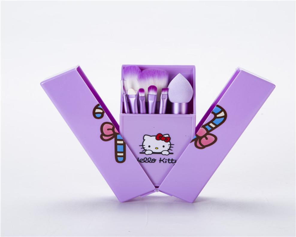 

New arrival Kitty Makeup Brush 8 pieces Professional Makeup Brushes set Kit Pink purple blue fast 7333119