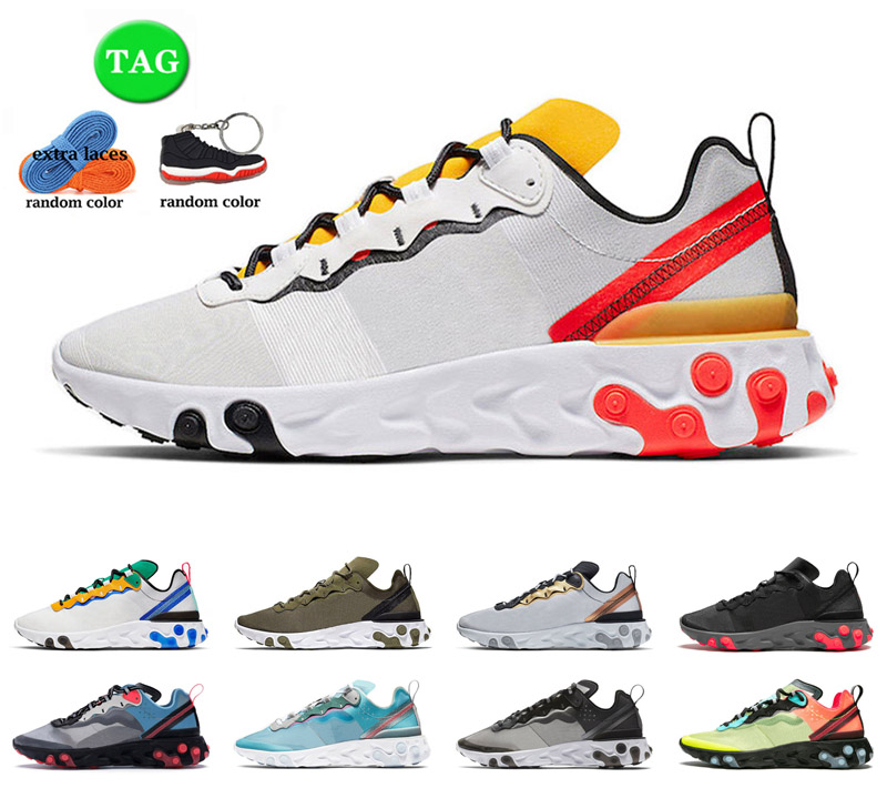 

React Element 87 Mens Trainer Running Shoes Anthracite Solar Red Triple Black UNDERCOVER 55 Hyper Fusion Royal Tint Desert Sand Women Walking Sneakers, Color 5